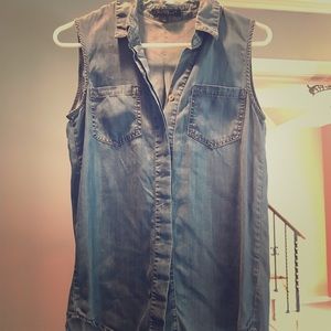 Jean high-low sleeveless top